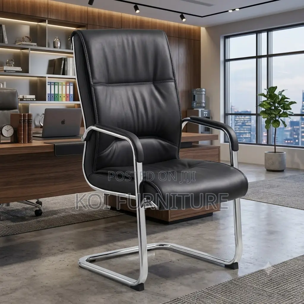 Office Chairs; Sled Based Leather Office Reception Desk Chair