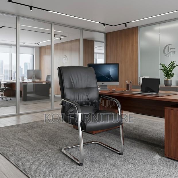 Office Chairs; Sled Based Leather Office Reception Desk Chair - thumbnail 5