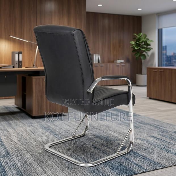 Office Chairs; Sled Based Leather Office Reception Desk Chair - thumbnail 4