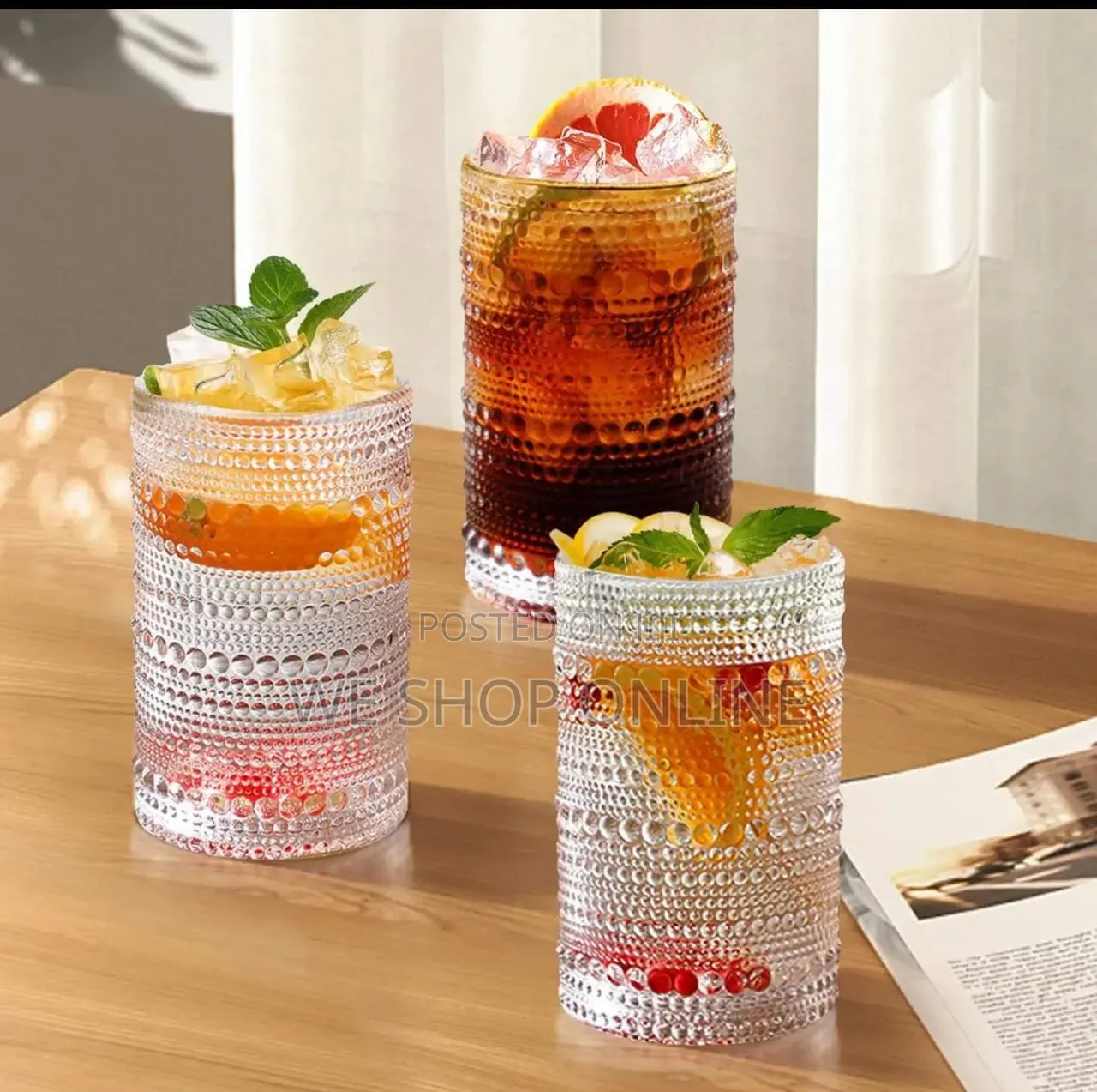 High Borosilicate Embossed Water/Juice Glasses 450ml