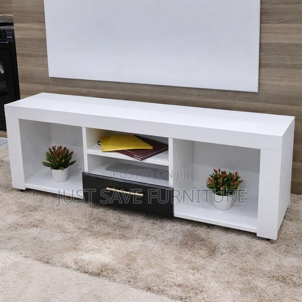 Modern Tv Stand / Entertainment Unit – White Black Finish