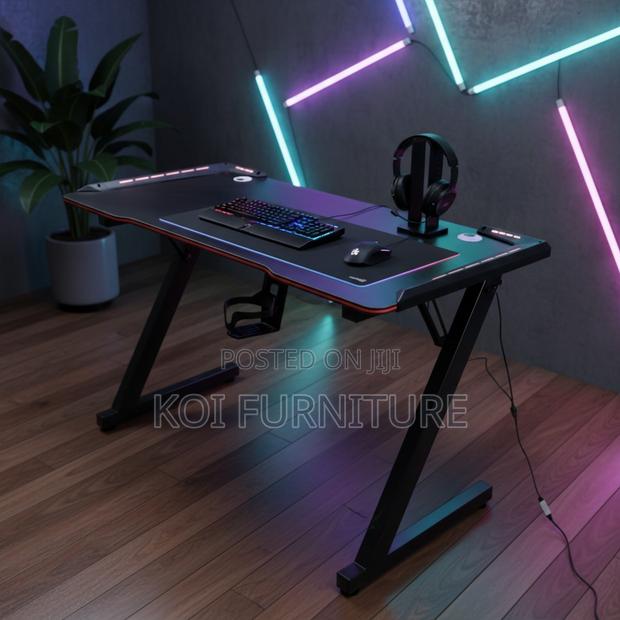 Office Desk; Home Gaming Studio Desks With Led Lights - thumbnail 5