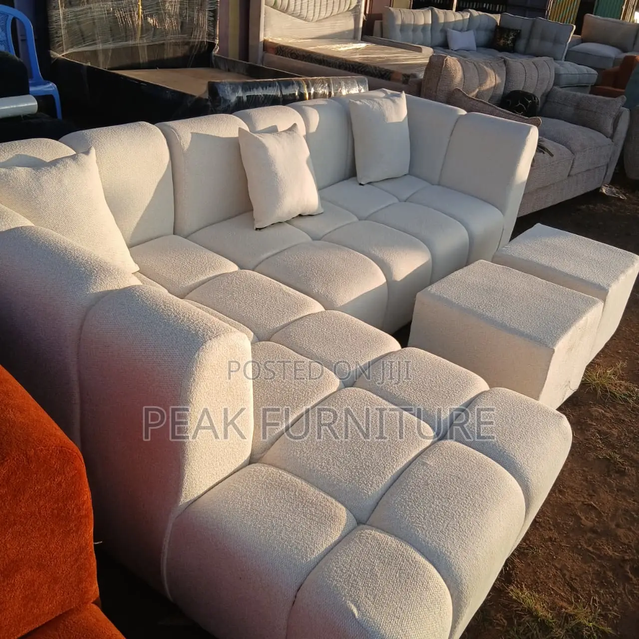 Aspen White Corner Lseat 6 Seater