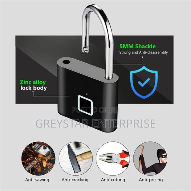 Smart Fingerprint Padlock Usb Charging Cabinet Lock Keyless Entry - thumbnail 3
