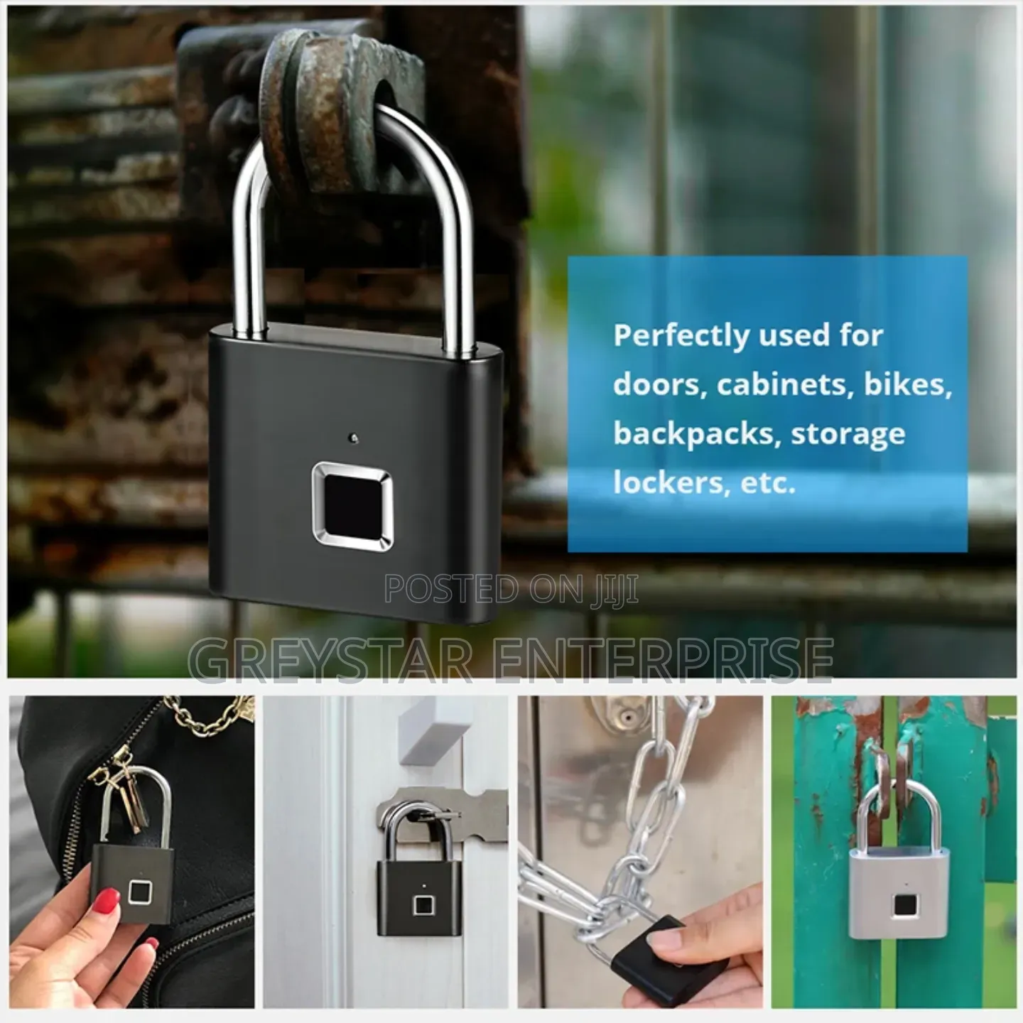 Smart Fingerprint Padlock Usb Charging Cabinet Lock Keyless Entry