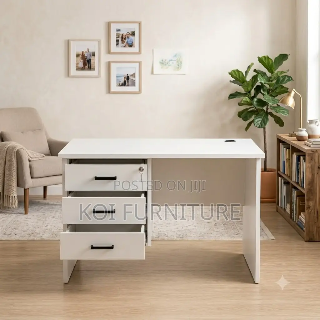 Office Desk; 1.2 Meters Clerical White-Brown Home Office Study Table