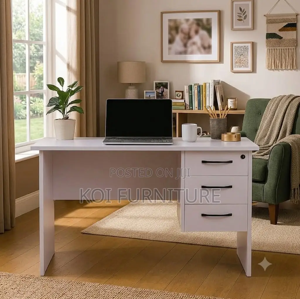 Office Desk; 1.2 Meters Clerical White-Brown Home Office Study Table