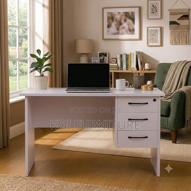 Office Desk; 1.2 Meters Clerical White-Brown Home Office Study Table - thumbnail 2