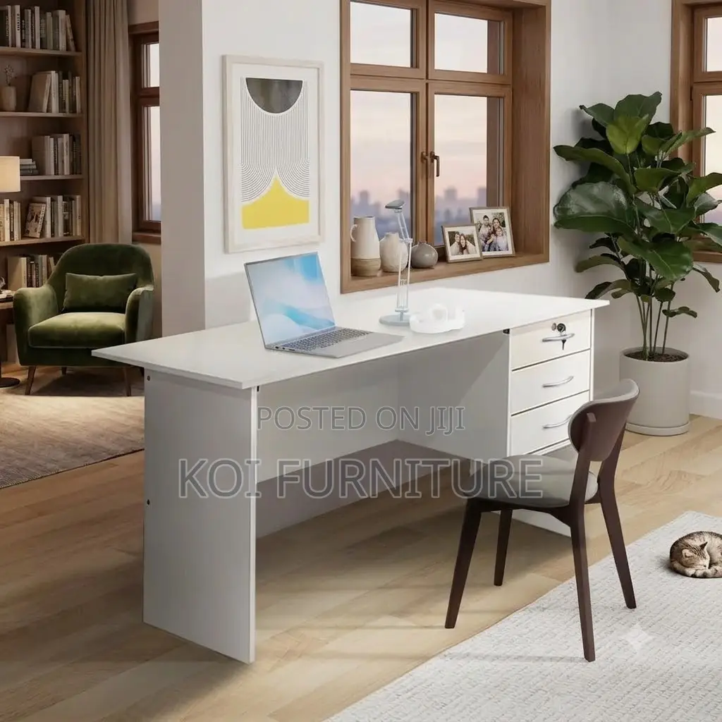 Office Desk; 1.2 Meters Clerical White-Brown Home Office Study Table