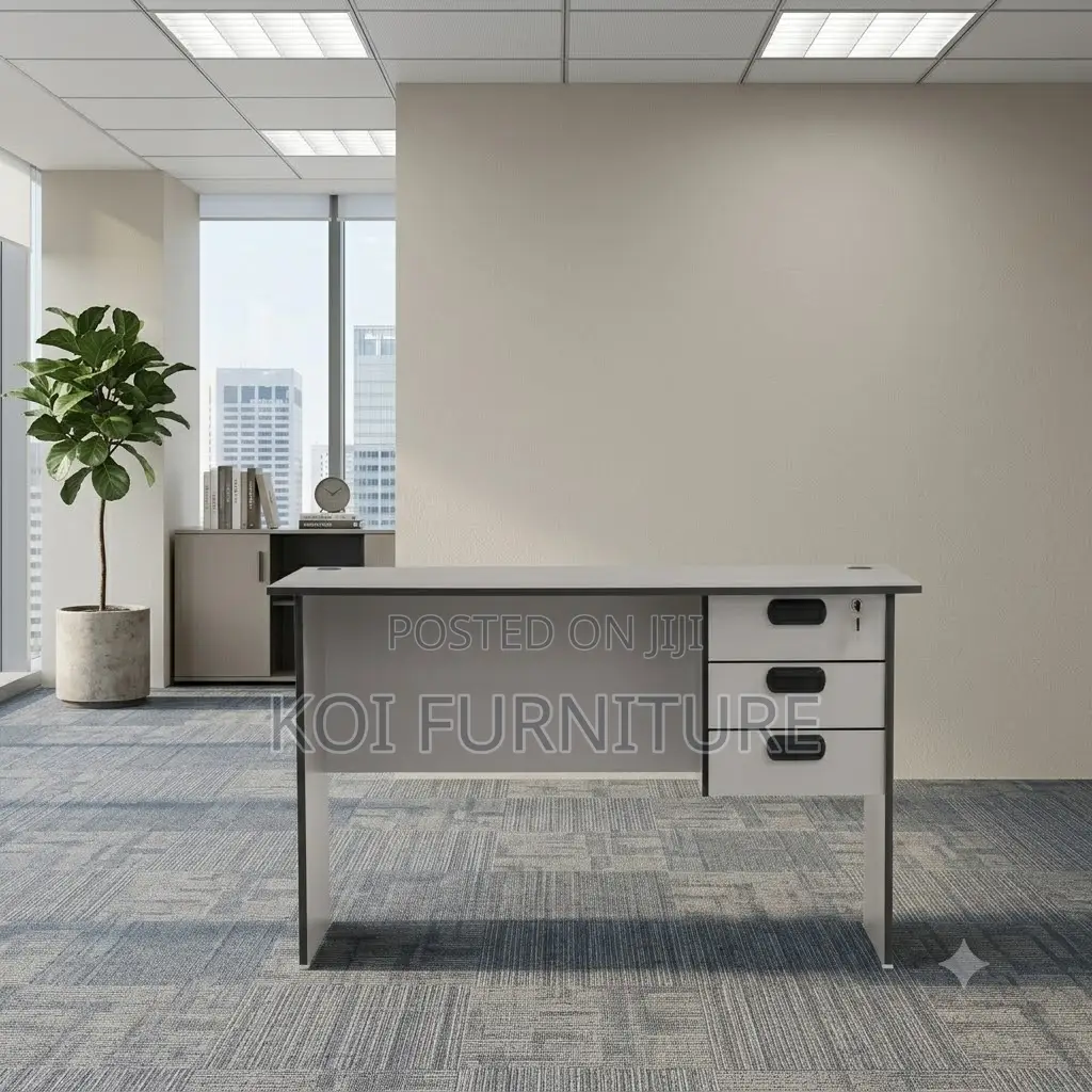 Office Desk; 1.2 Meters Clerical White-Brown Home Office Study Table