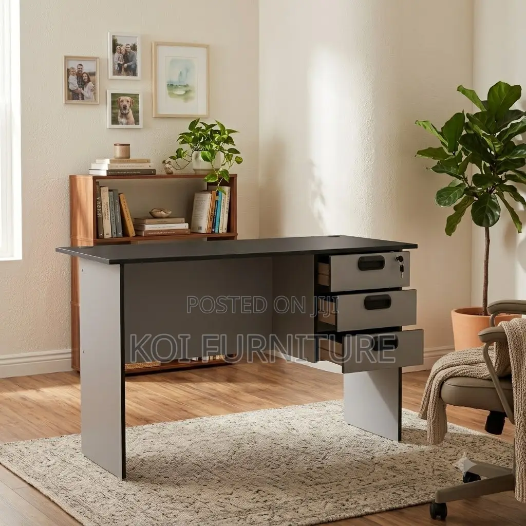 Office Desk; 1.2 Meters Clerical White-Brown Home Office Study Table