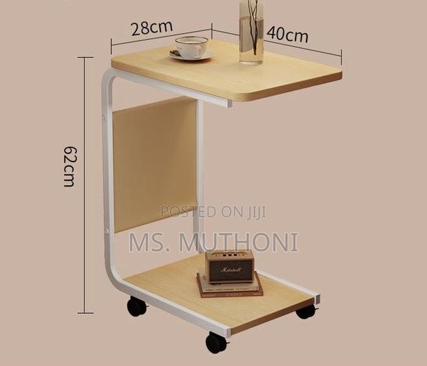 Movable C Shaped Side Table With Pocket Storage