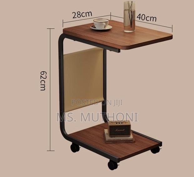 Movable C Shaped Side Table With Pocket Storage - thumbnail 2