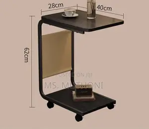 Movable C Shaped Side Table With Pocket Storage