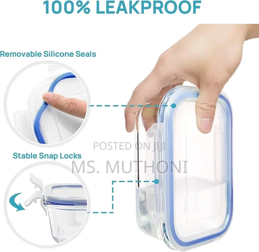 * 8 PCS Set Glass Food Storage Containers, With Airtight Lids.*