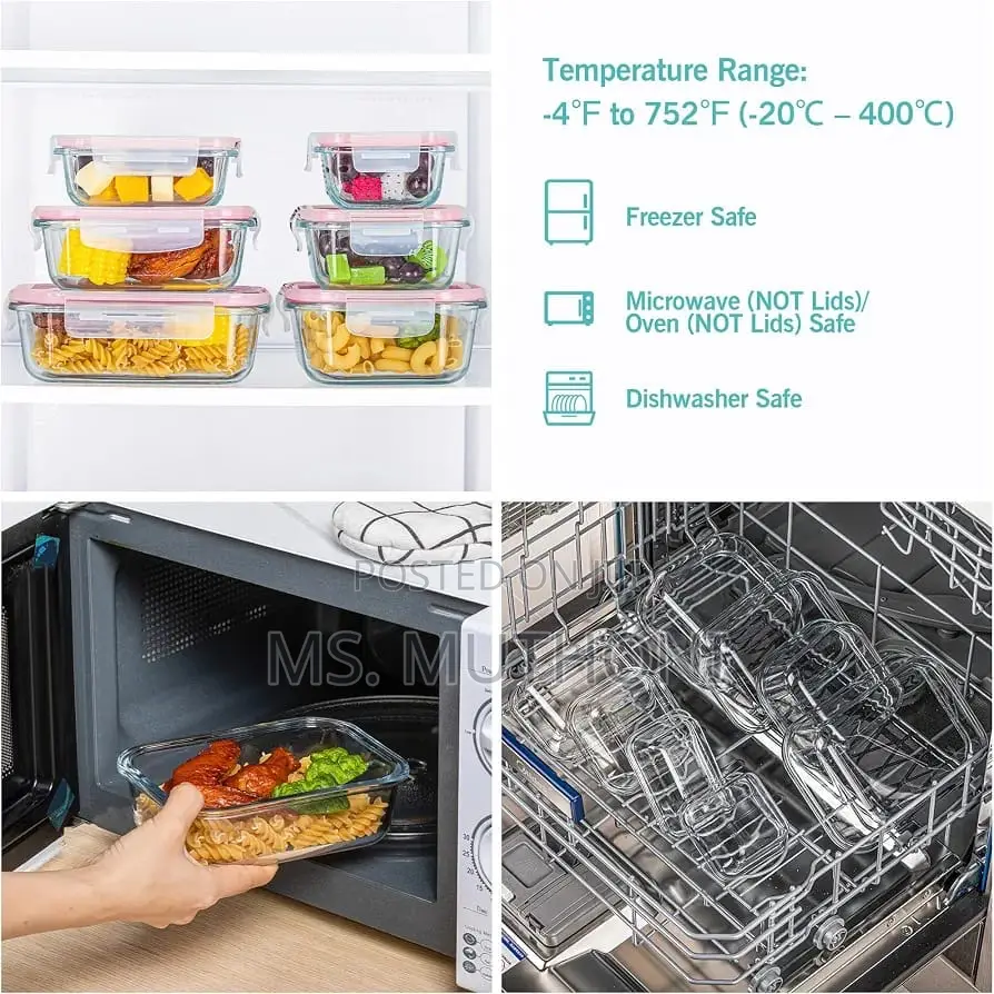 * 8 PCS Set Glass Food Storage Containers, With Airtight Lids.*