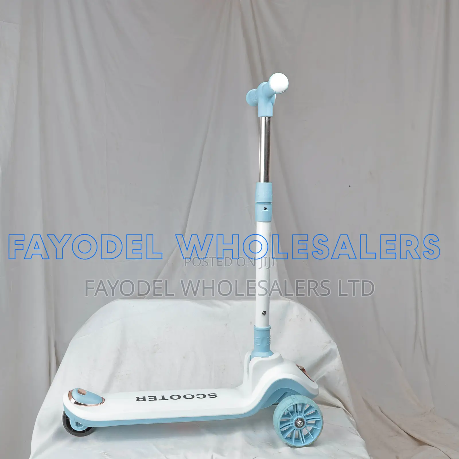 Kids 3-Wheel Scooter – Adjustable Height (Blue White)