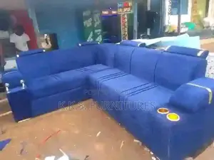 Blue L Shaped Seat