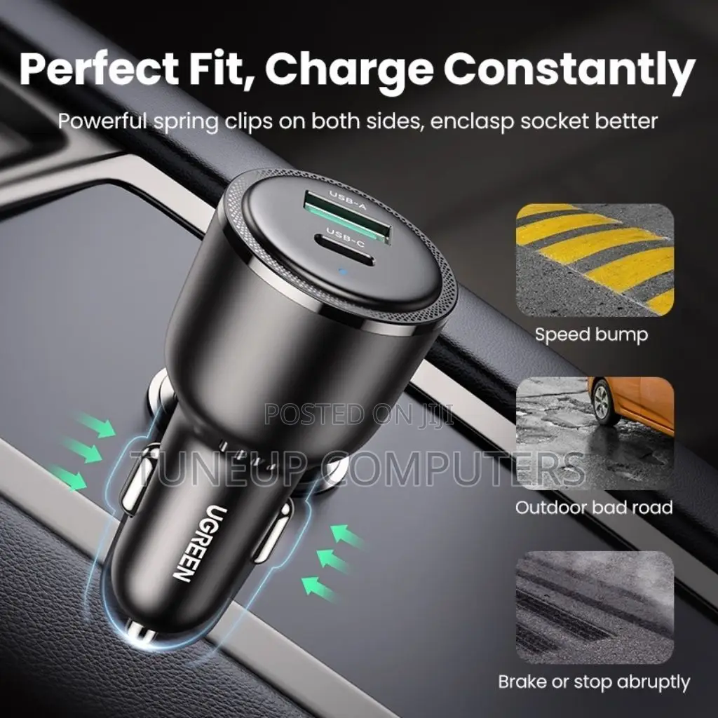 Ugreen 63w 2-Port Fast Car Charger