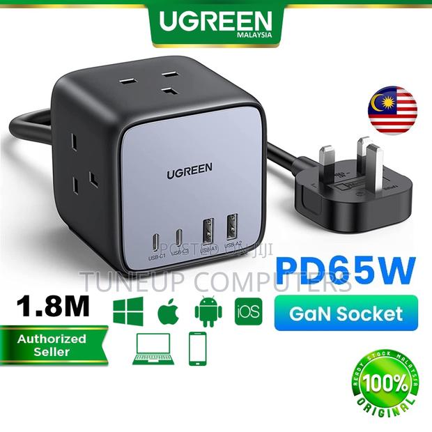 Ugreen Diginest Cube Power Strip (3 Ac Outlets + 65w 2a2c) Uk Black - thumbnail 2