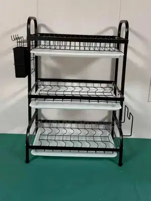 Executive Carbon-Black Advanced 3 Layer Dish Rack - Drip Tray