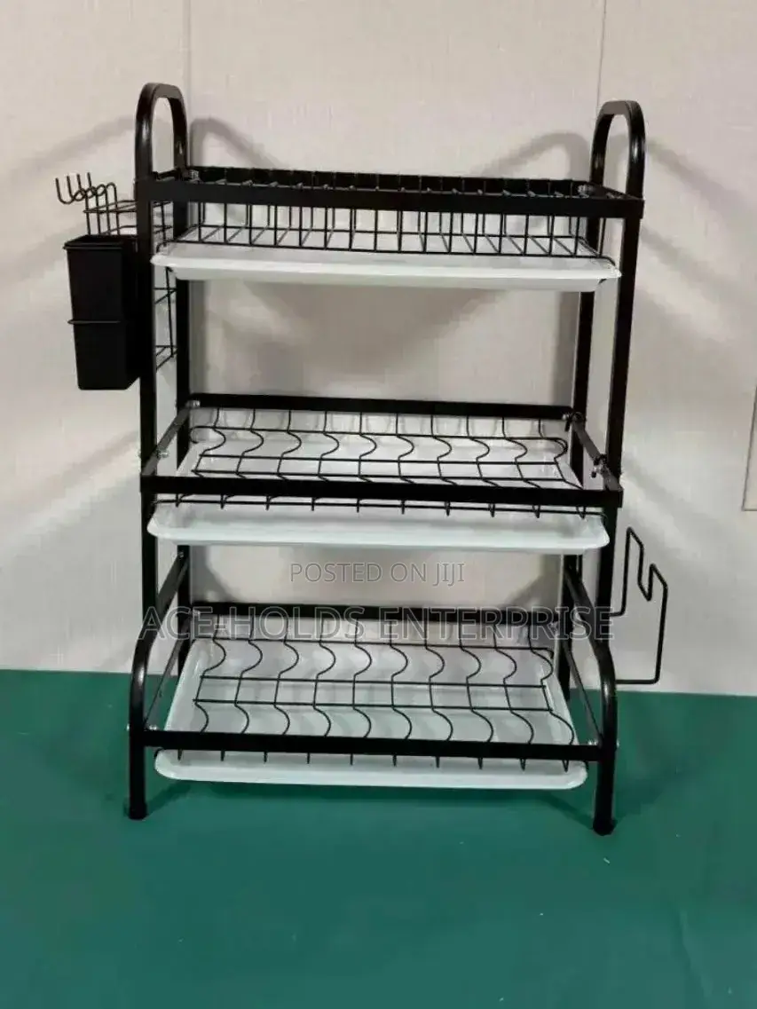 Executive Carbon-Black Advanced 3 Layer Dish Rack - Drip Tray