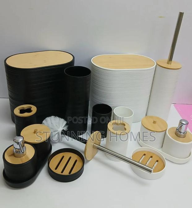6pcs Elegant Ribbed Bathroom Accessories Set - thumbnail 2