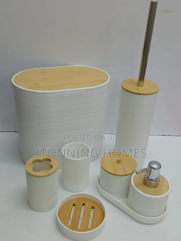 6pcs Elegant Ribbed Bathroom Accessories Set - thumbnail 3