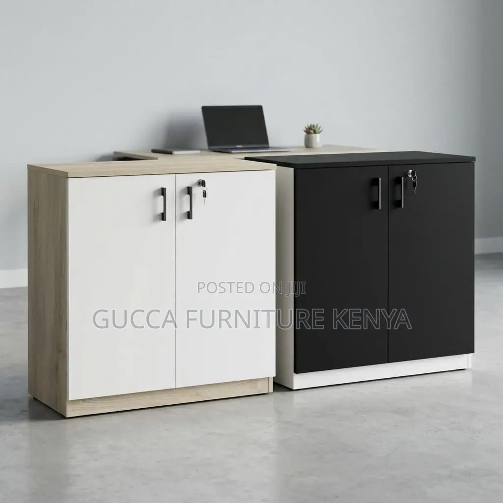 2-Door Brown Credenza File Cabinet.