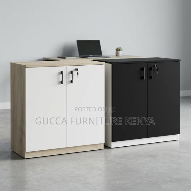 2-Door Brown Credenza File Cabinet.