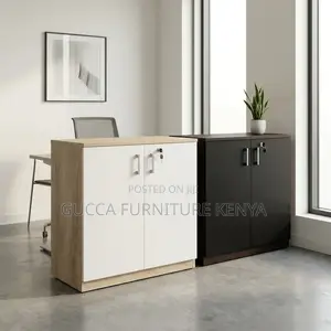 2-Door Brown Credenza File Cabinet.