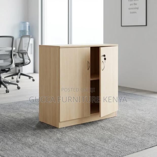 2-Door Brown Credenza File Cabinet. - thumbnail 4