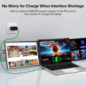 Uperfect 14" Dual Portable Monitor Triple Screen 60hz Display