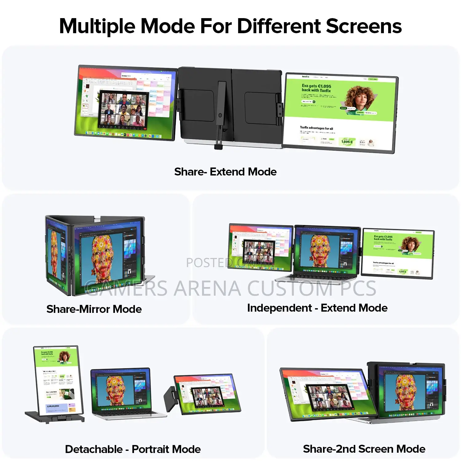 Uperfect 14" Dual Portable Monitor Triple Screen 60hz Display