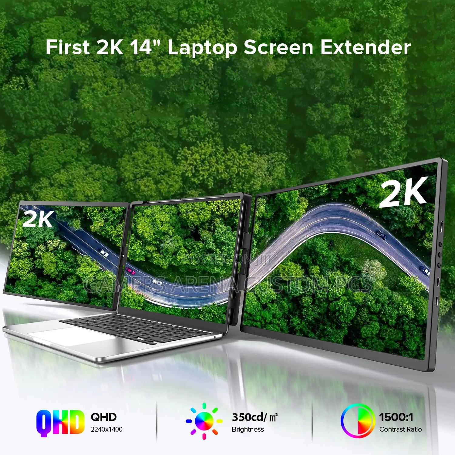 Uperfect 14" Dual Portable Monitor Triple Screen 60hz Display