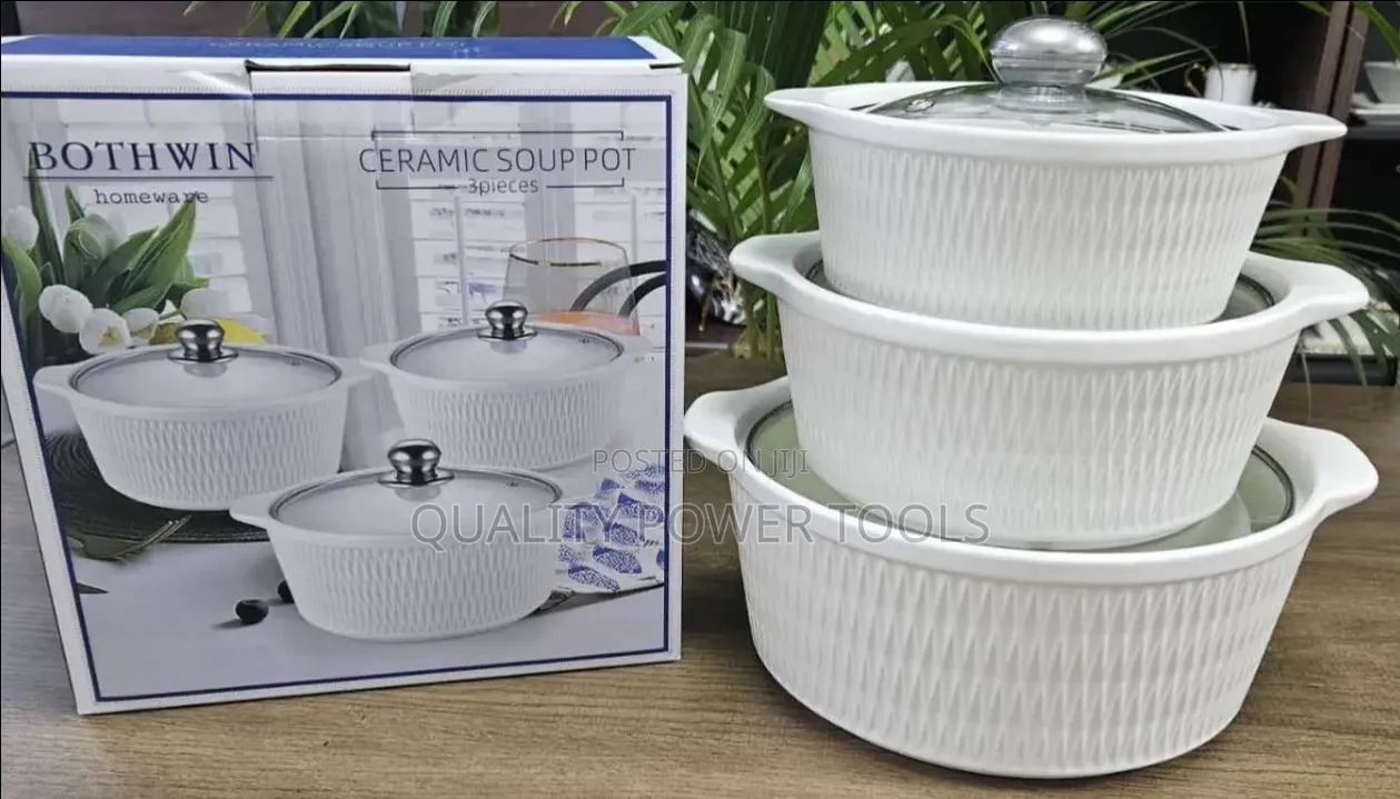 *3pcs Set Ceramic Casserole Serving Dishes With Glass Cover