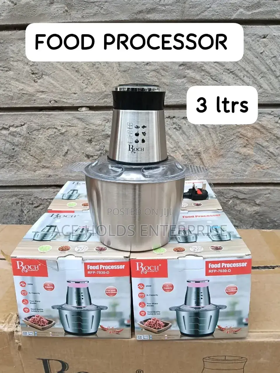 3 Litres Roch Food Chopper Processor (Stainless Steel) 150watts