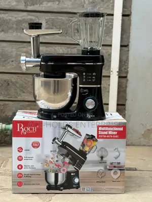 5 in 1 Roch Multifunctional Stand Mixer (Black) Stainless Bowl - 1400w