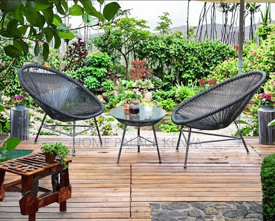 Outdoor Set: Round Back Wicker Weather Resistant Set