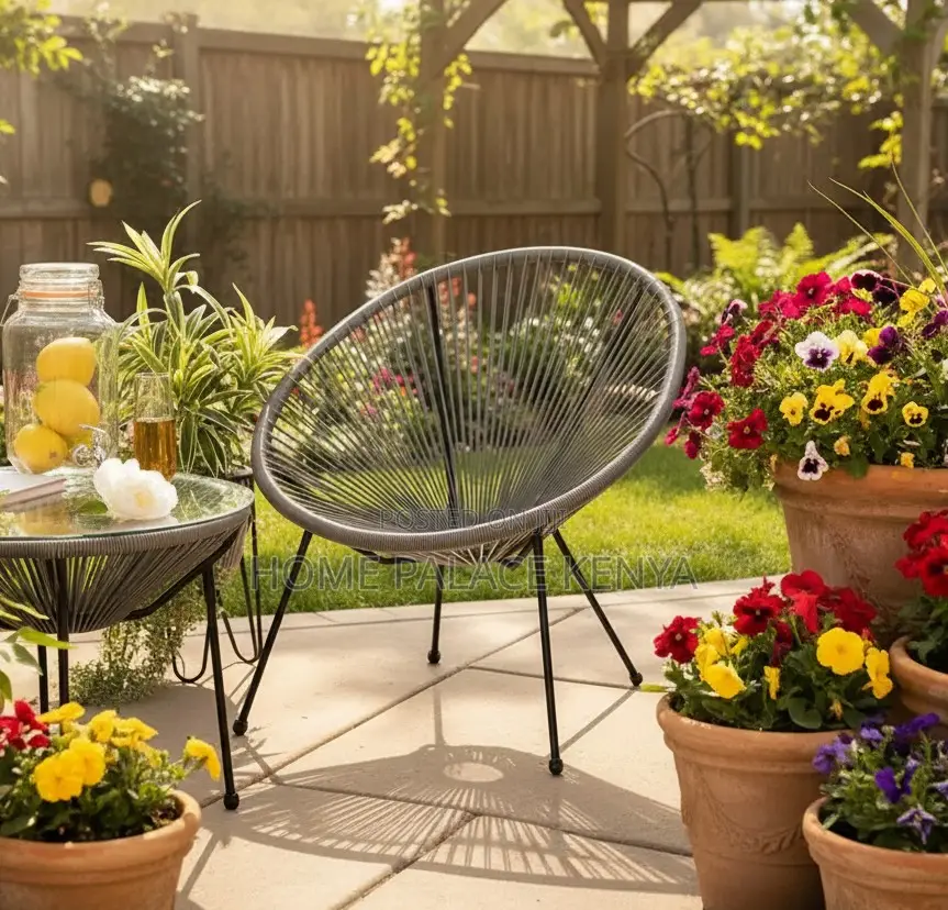Outdoor Set: Round Back Wicker Weather Resistant Set