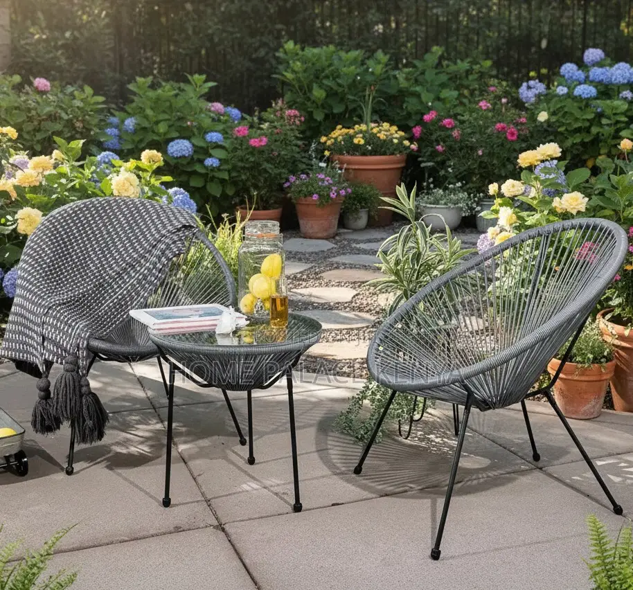 Outdoor Set: Round Back Wicker Weather Resistant Set