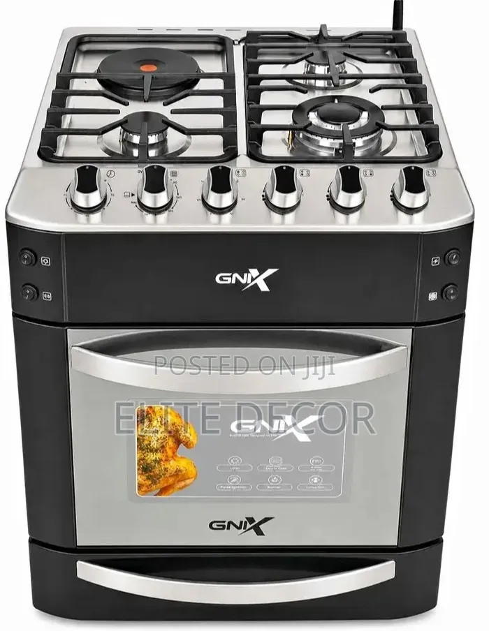 Gnix Black – 60×60 Premium Standing Cooker (3+1 Hybrid + Turbo Fan