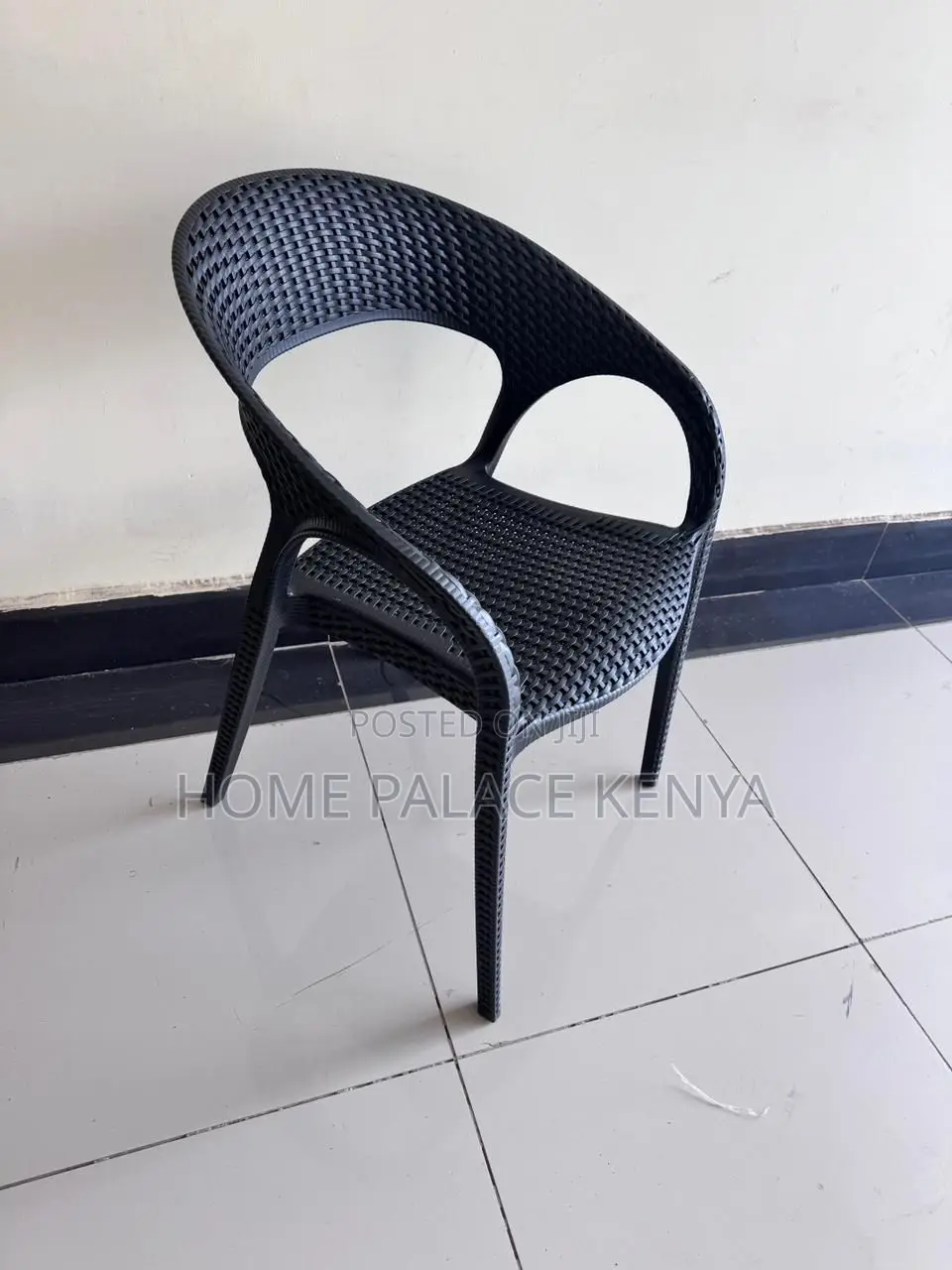 Dining Chair: Plastic Rattan Woven Armchair for Courtyard