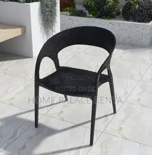 Dining Chair: Plastic Rattan Woven Armchair for Courtyard