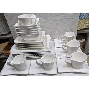30pcs Wavy Ceramic White Dinner Set