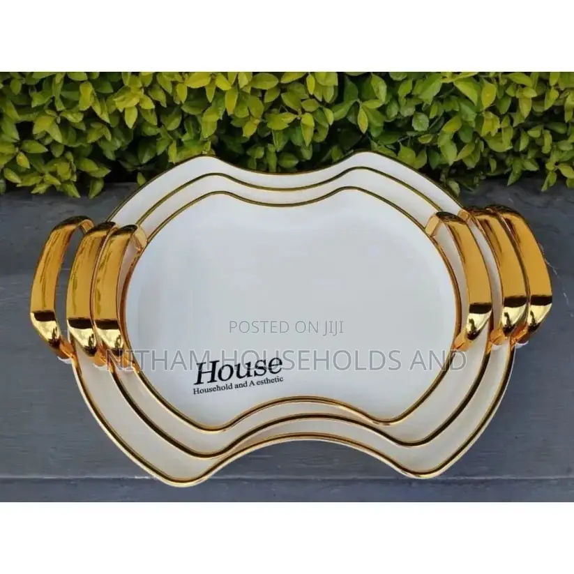 Kitchen Trays - Set of 3 Golden Acrylic Trays
