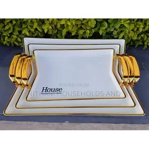 Kitchen Trays - Set of 3 Golden Acrylic Trays