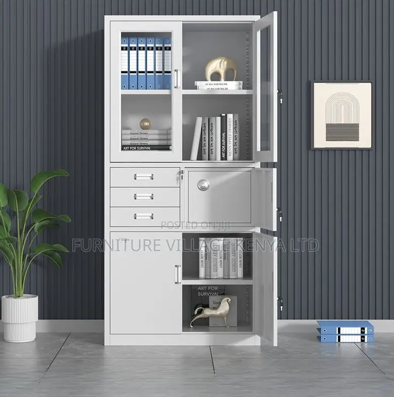 2-Door Steel Filing Cabinet With 3 Drawers and Safe