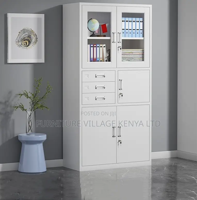 2-Door Steel Filing Cabinet With 3 Drawers and Safe