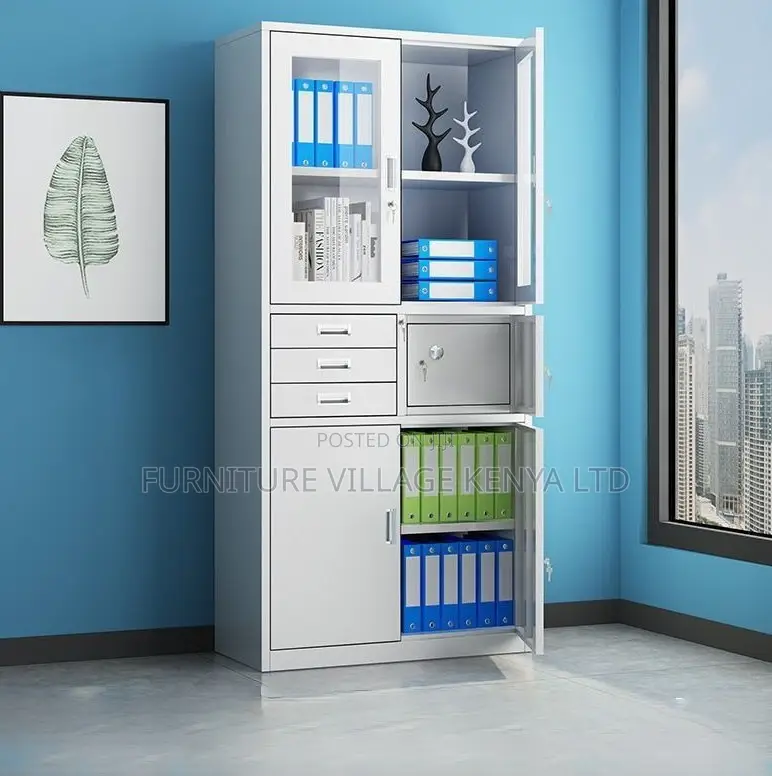 2-Door Steel Filing Cabinet With 3 Drawers and Safe